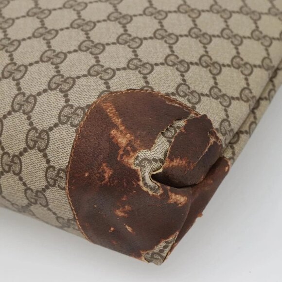 GUCCI GG Supreme Web Sherry Line Tote Bag PVC Beige 41 004 4465 Auth ti2974 - Picture 4 of 16